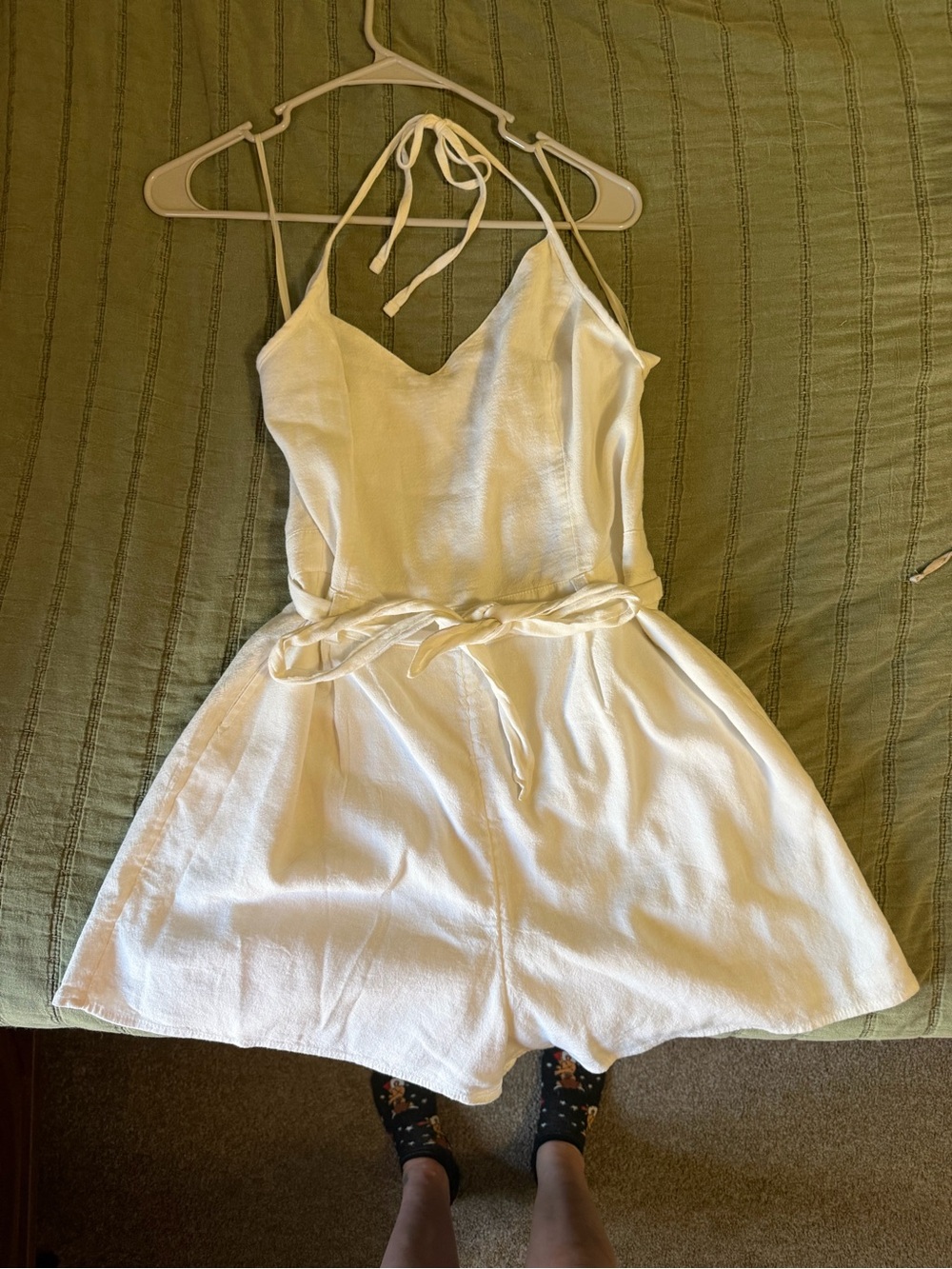 Hollister White Tie-Waist Halter Romper